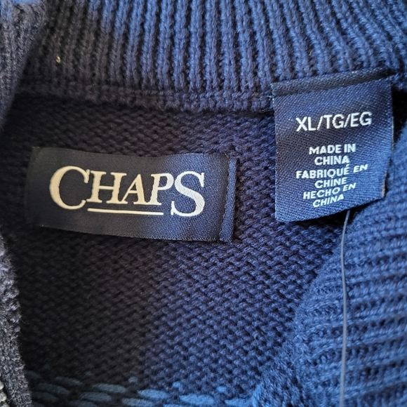 CHAPS Long Sleeve Mock Neck Pullover Striped Knit Sweater Size Men's XL NEW - Picture 8 of 9